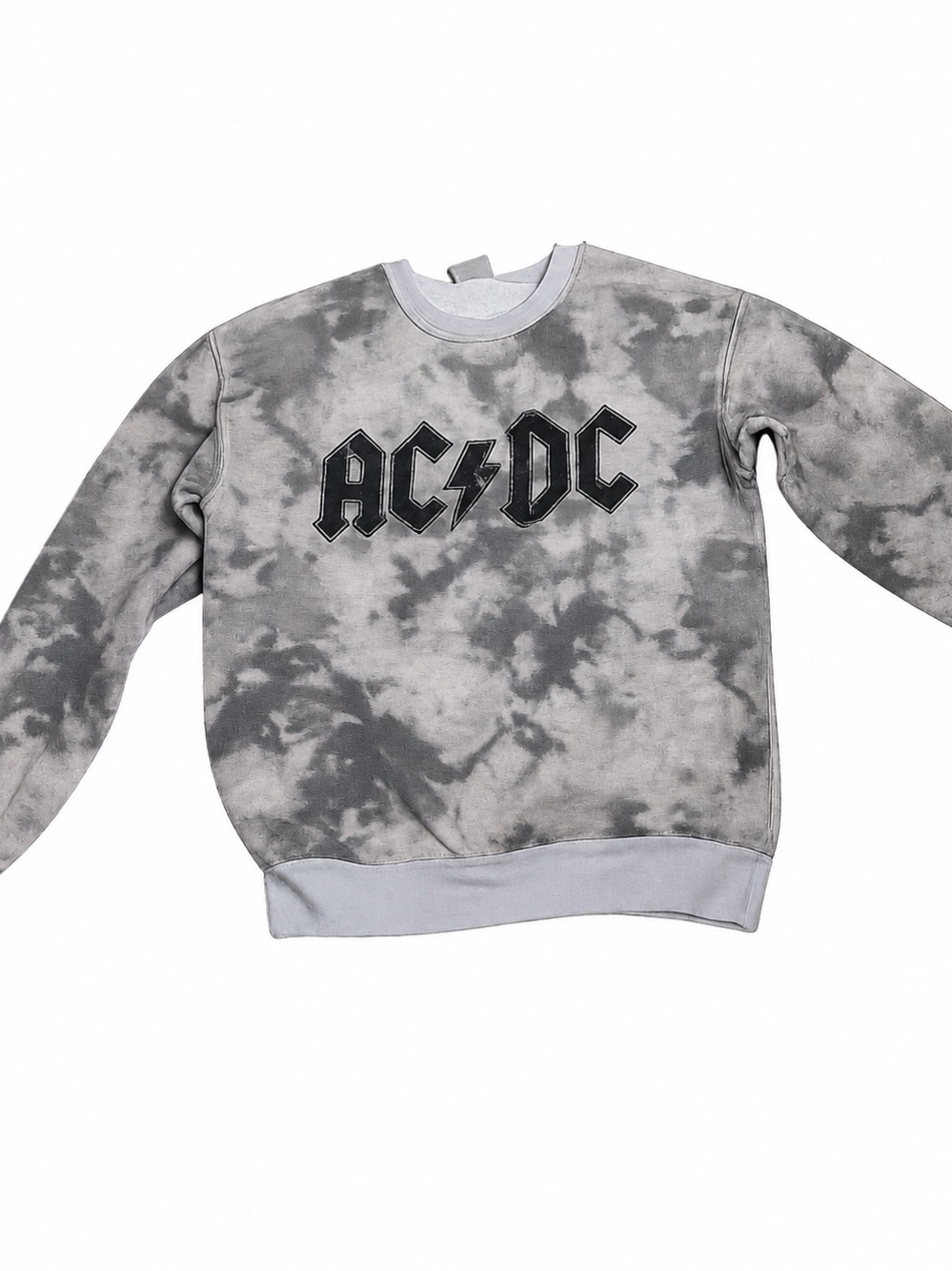 AC/DC Sweatshirt, Black & Gray Tie-Dye Logo Tee, Sz S